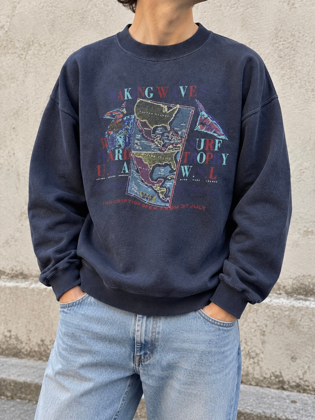 Felpa vintage anni ’90 Waking Waves – Made in Italy