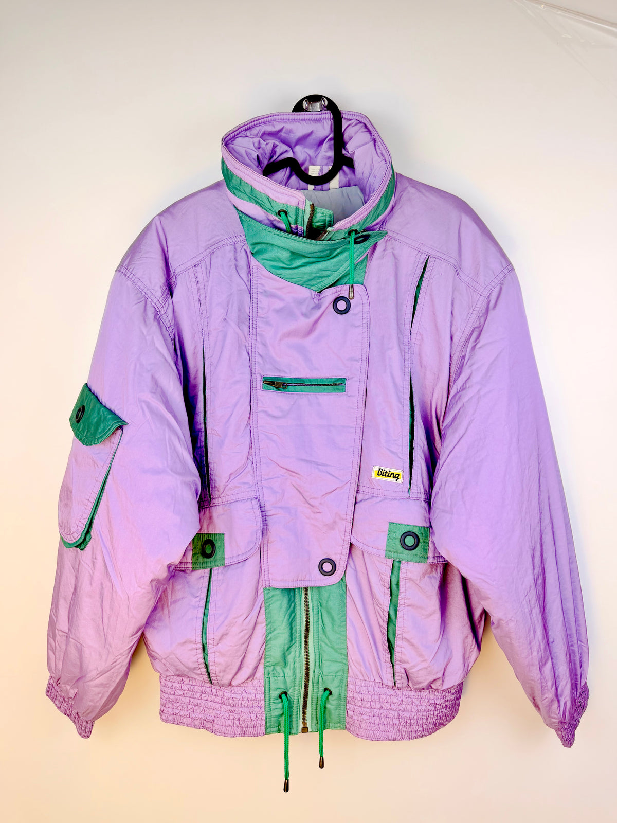 Giacca vintage Biting imbottita lilla e verde