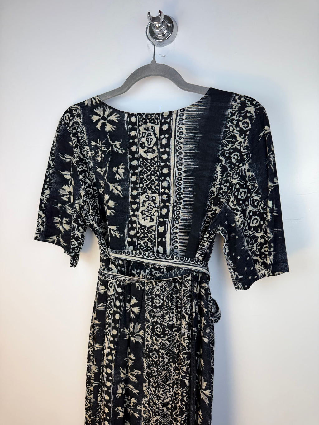 Abito lungo vintage Crazy Line Firenze fantasia bianco e nero