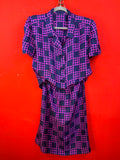 Vintage 80s 90s Purple Geometric Two Piece Skirt Set