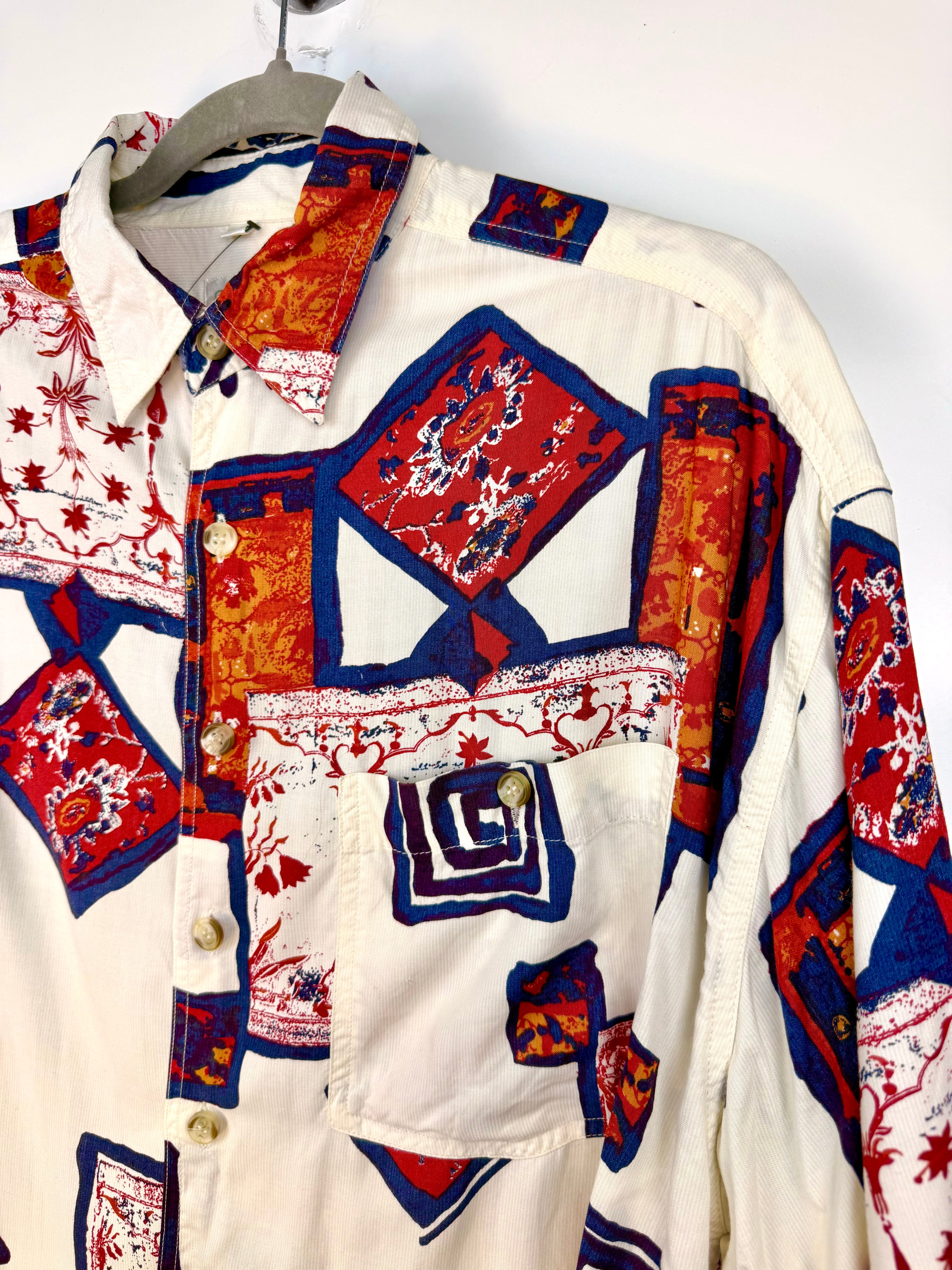Vintage Canda 100% Viscose Abstract Print Shirt