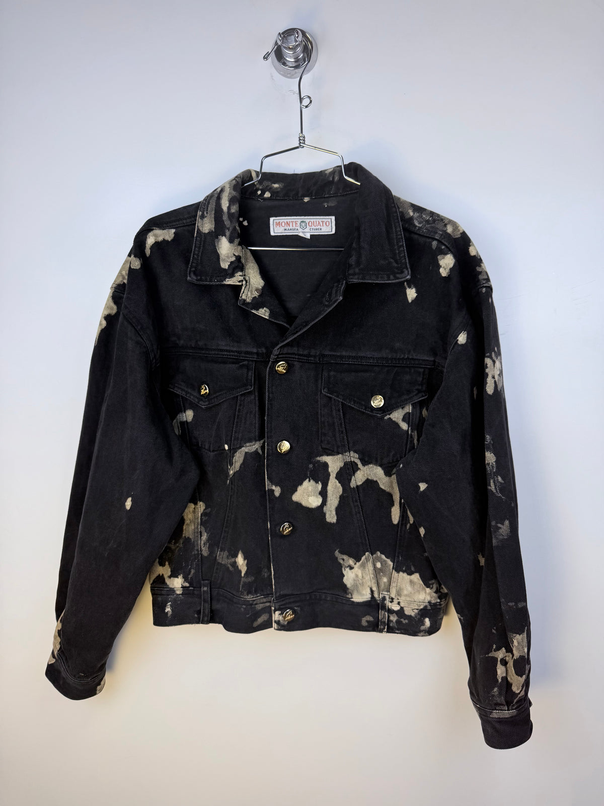 Giacca vintage in denim tie-dye nero e beige – Monte Quato