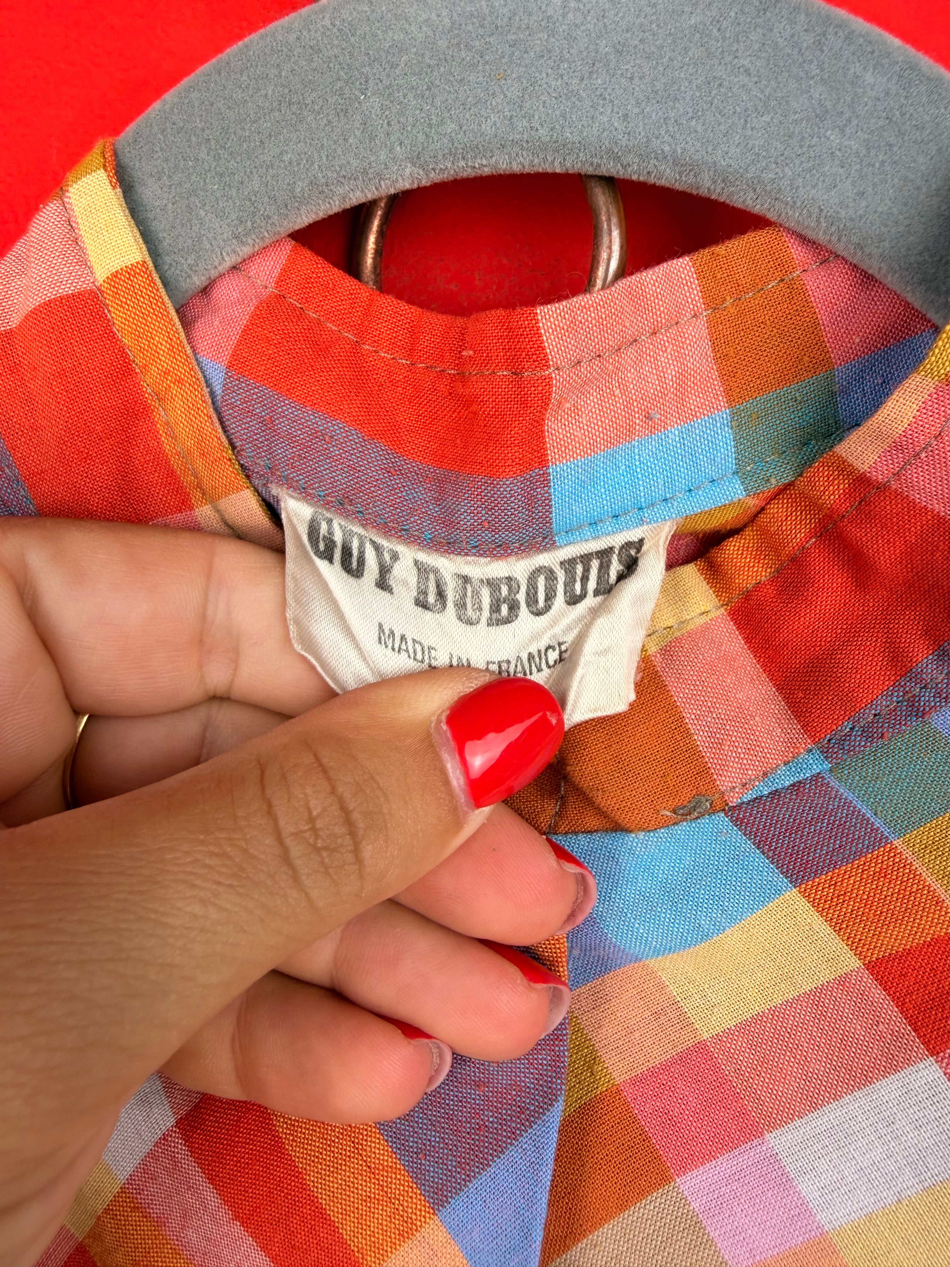 Abito vintage Guy Dubouis Made in France con inserto a quadri