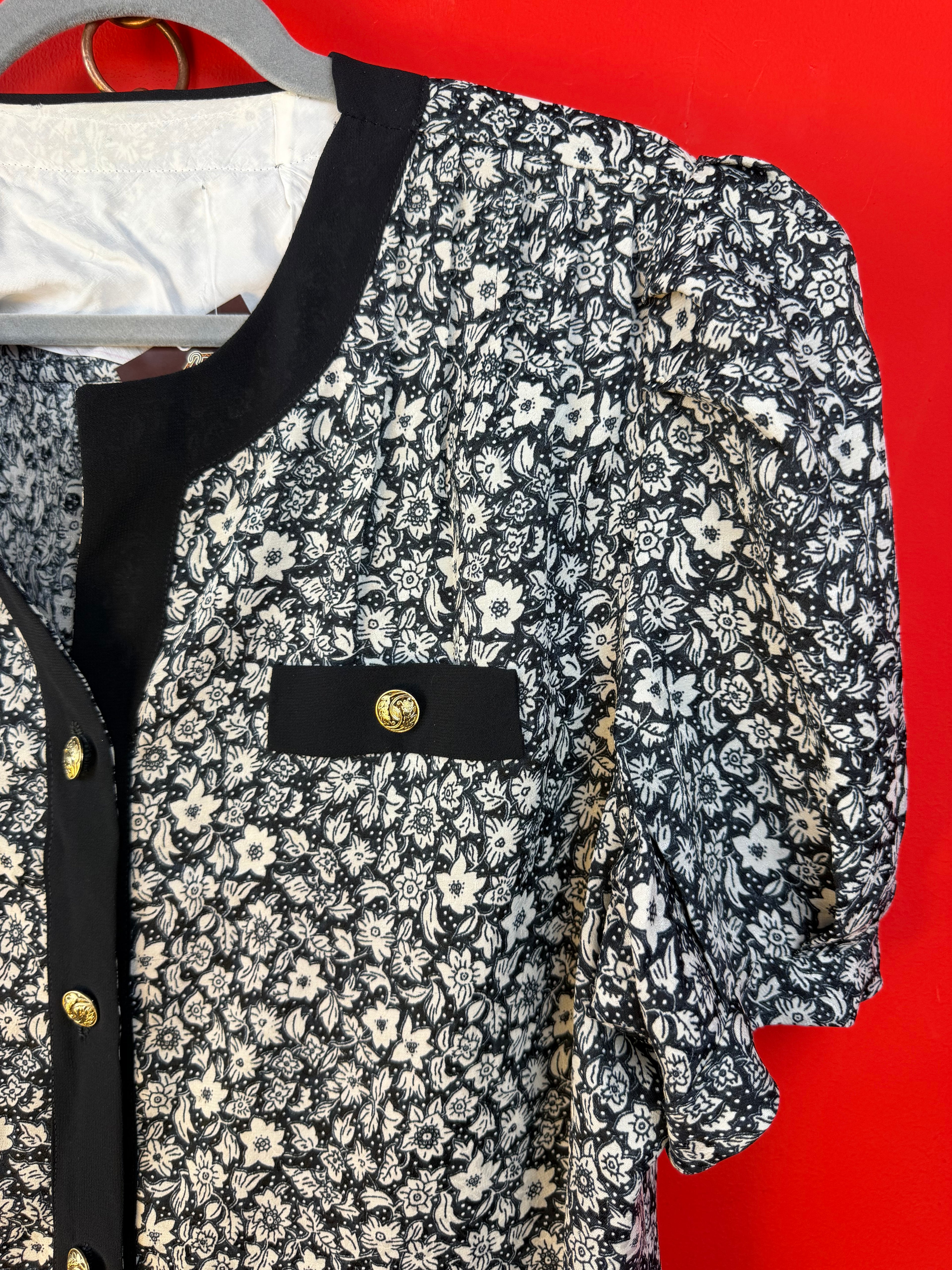 Vintage Floral Puff Sleeve Jacket