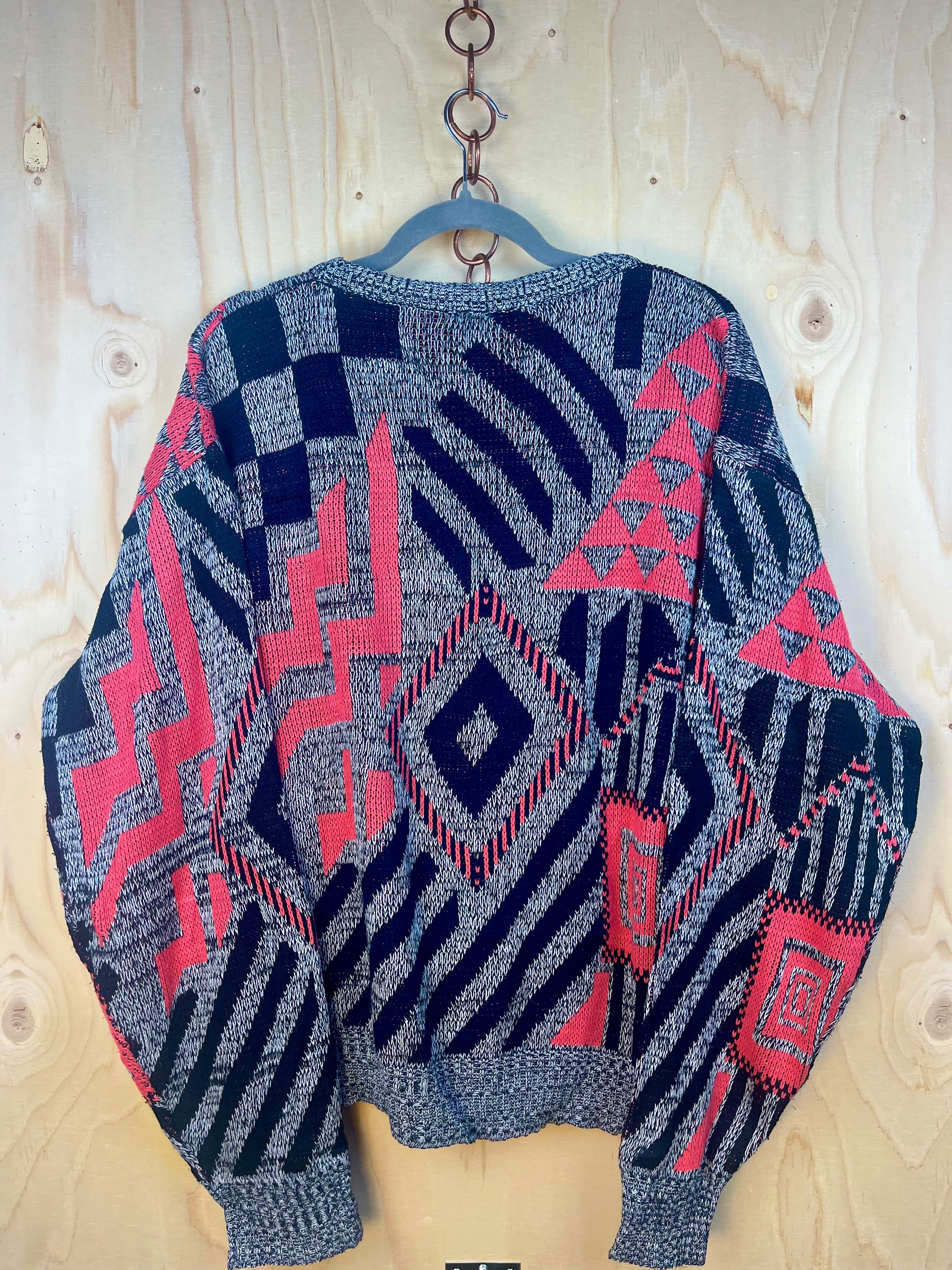 Vintage Harris Geometric Knit Sweater 90s Pattern Multicolor