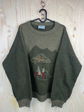 Vintage Golf Embroidered Sweater Green Wool Blend Oversized Crewneck