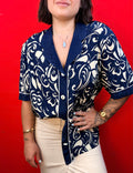 Camicia Vintage Made in Italy Fantasia Astratta Blu