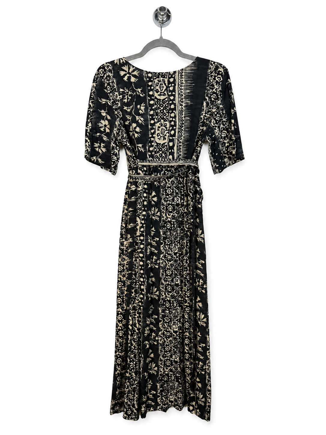 Abito lungo vintage Crazy Line Firenze fantasia bianco e nero