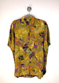 Camicia Vintage Fantasia Astratta Verde e Viola Anni ’90
