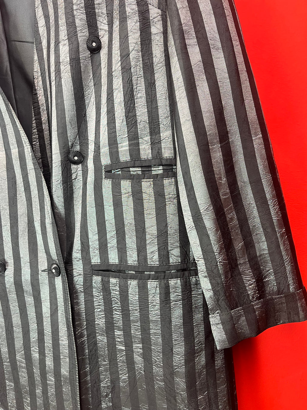 Blazer vintage Wolfgang Kaiser a righe nero e grigio