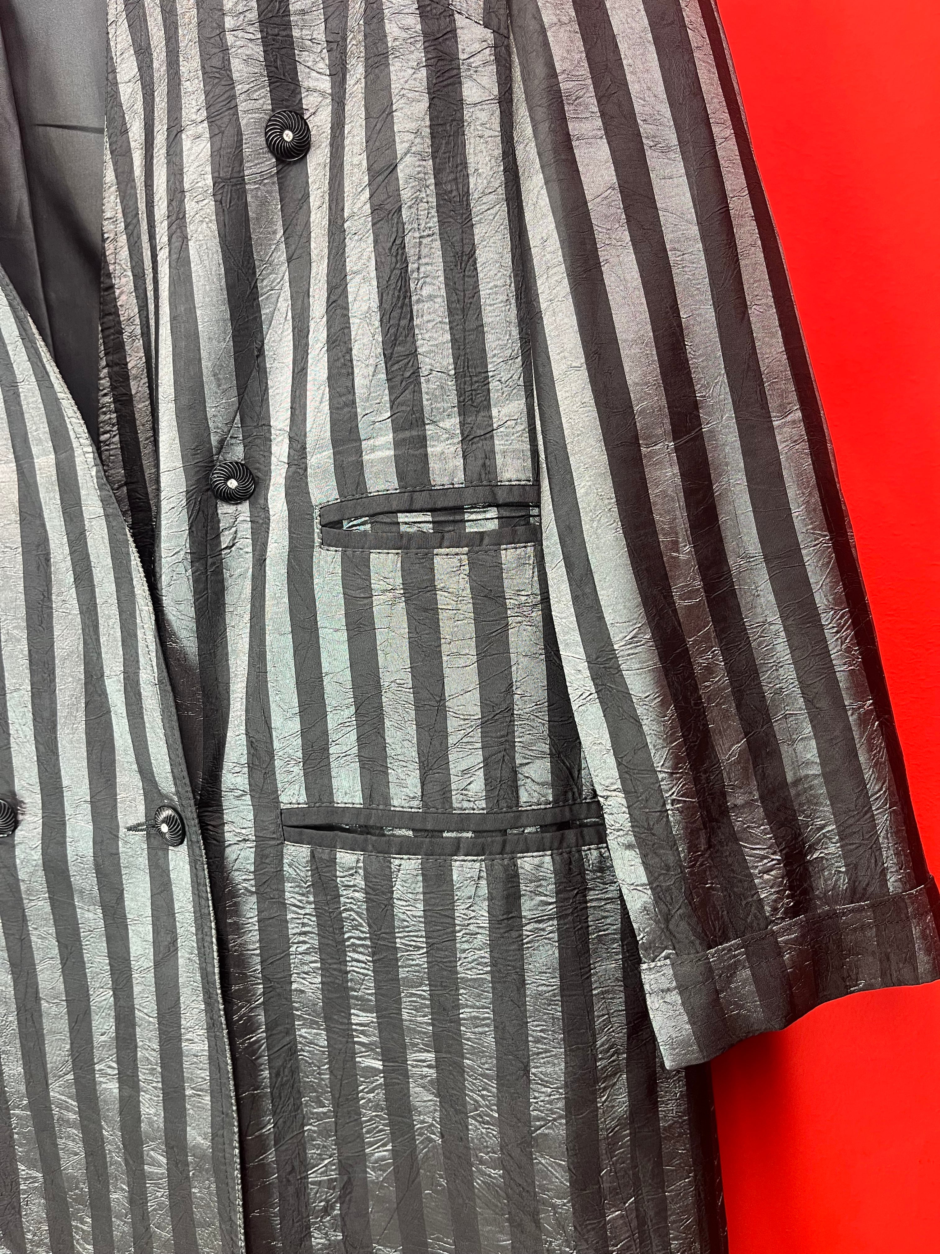 Blazer vintage Wolfgang Kaiser a righe nero e grigio