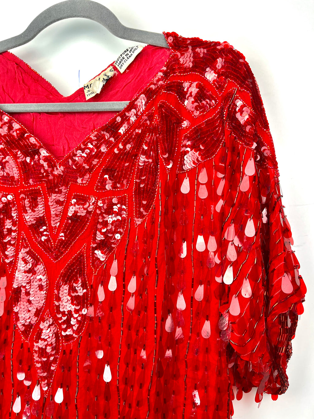 Vintage Red Silk Sequin Top – Marquis by Jean Bernard