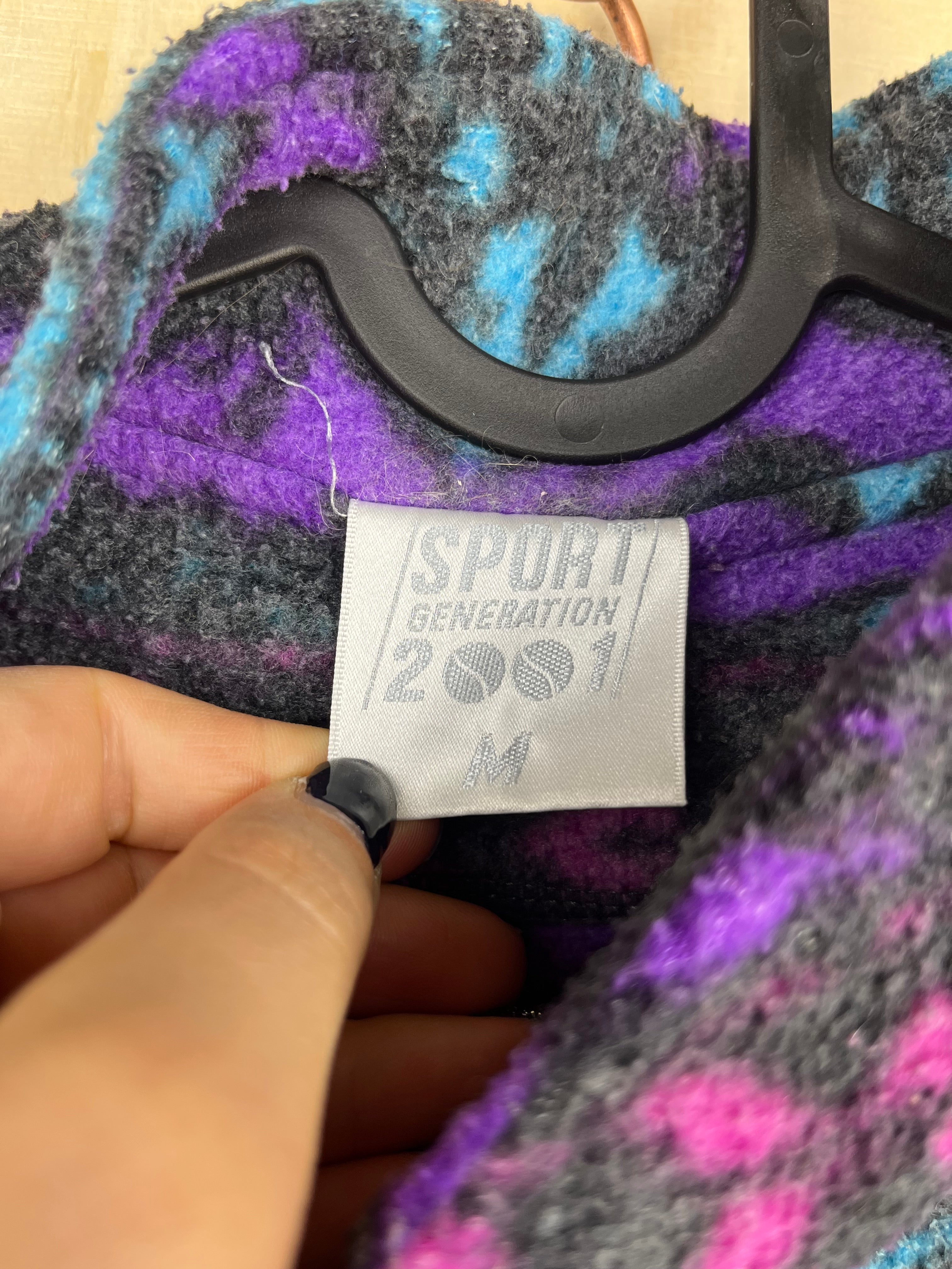 90s Abstract Fleece Quarter Zip Pullover