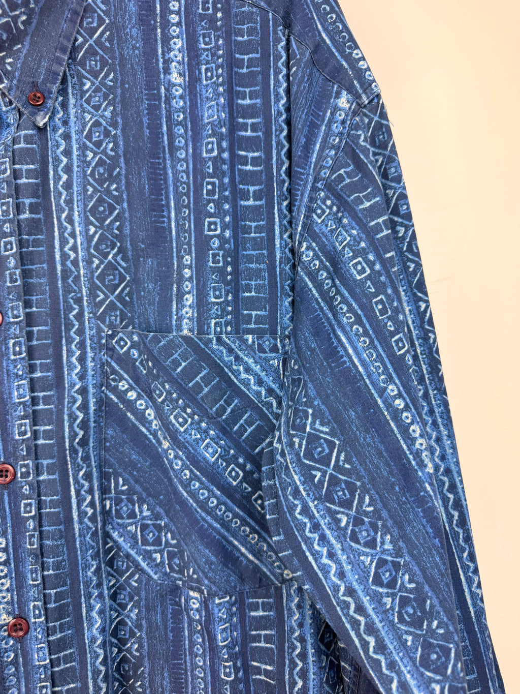 Vintage Exigo 90s Geometric Blue Shirt –