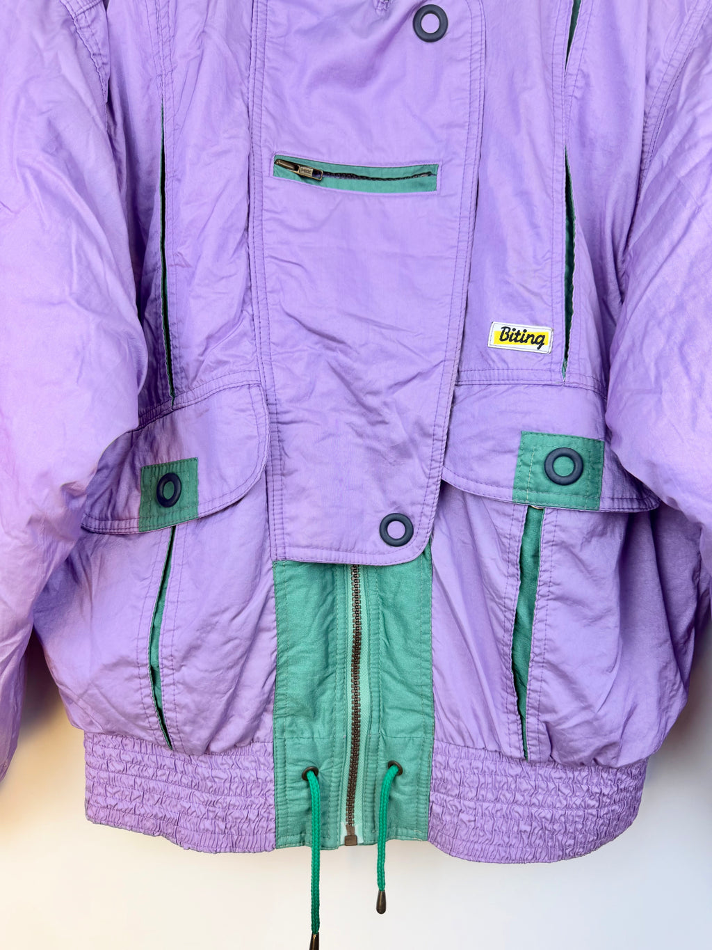 Giacca vintage Biting imbottita lilla e verde