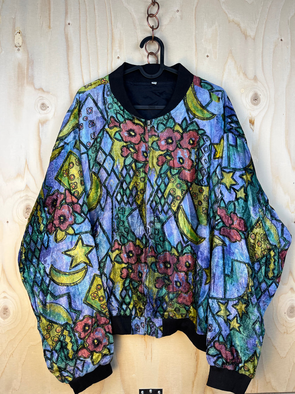 Vintage Velvet Chenille Bomber Jacket 90s