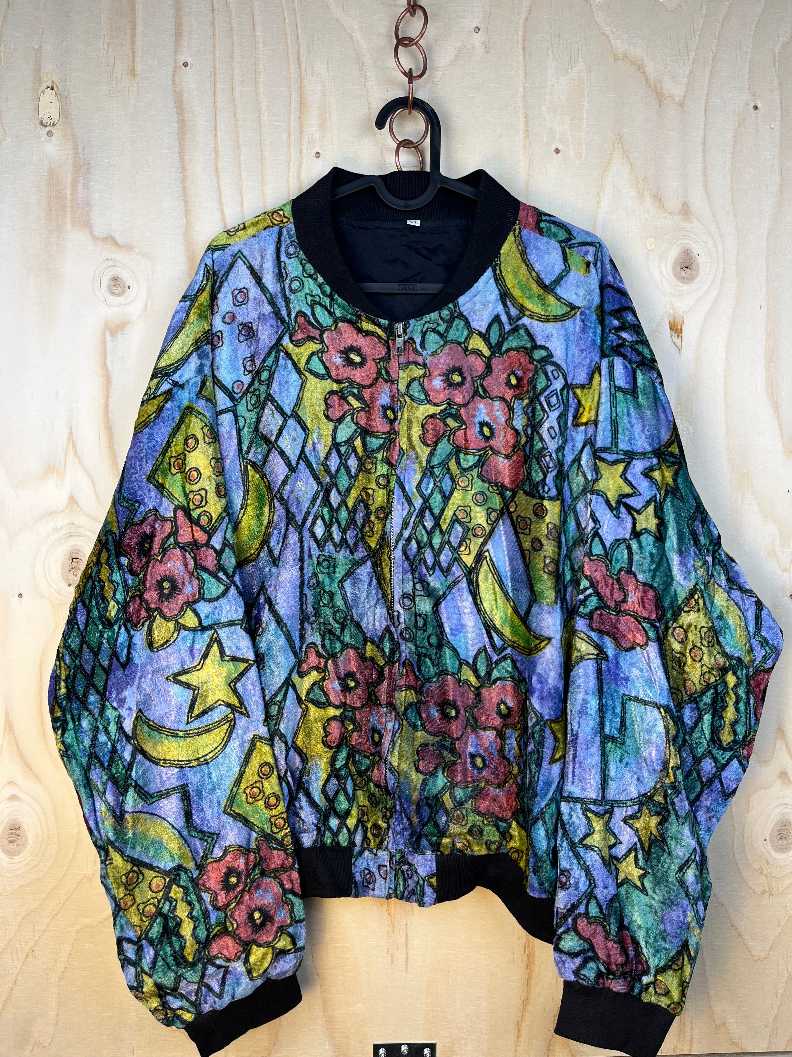 Vintage Velvet Chenille Bomber Jacket 90s