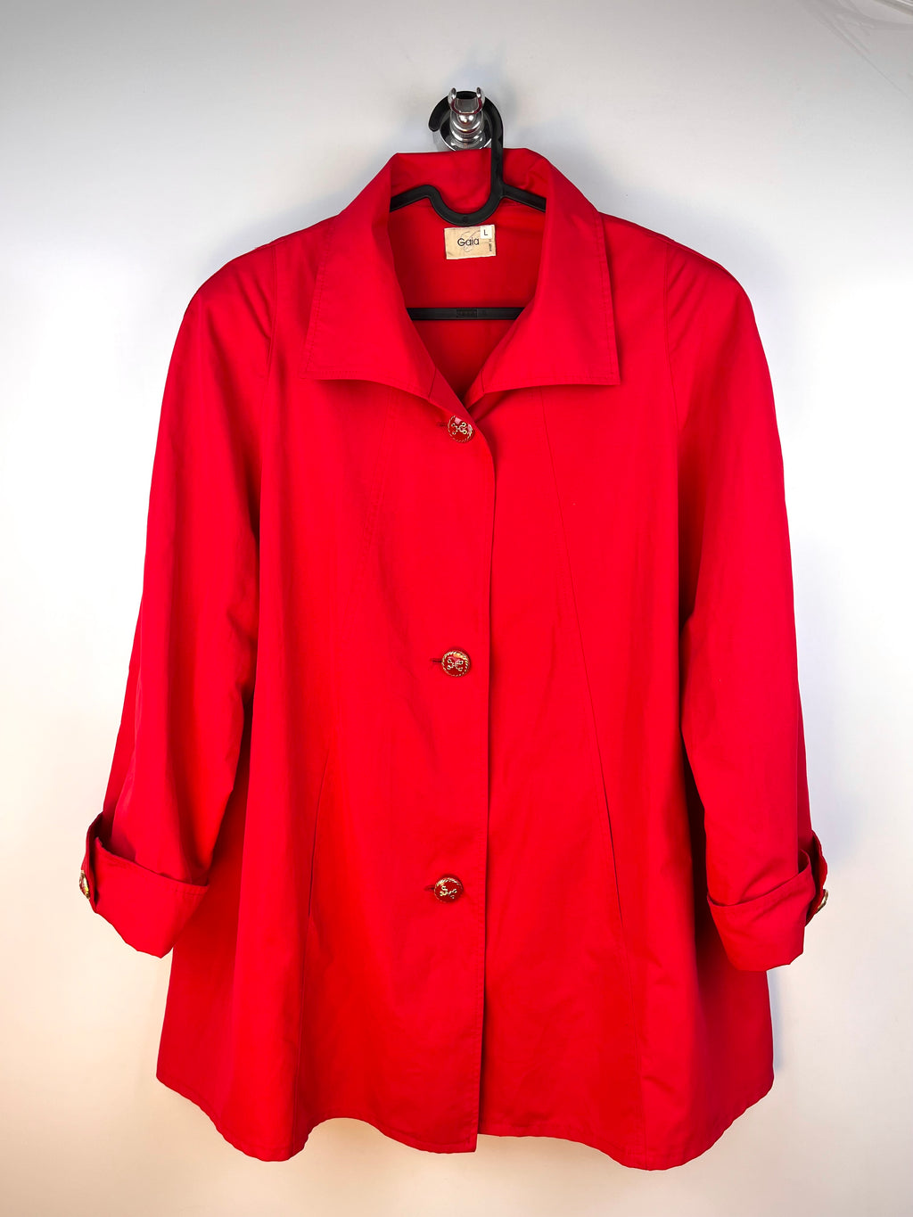 Giacca Vintage Rossa Made in Italy in Viscosa con Bottoni Gioiello