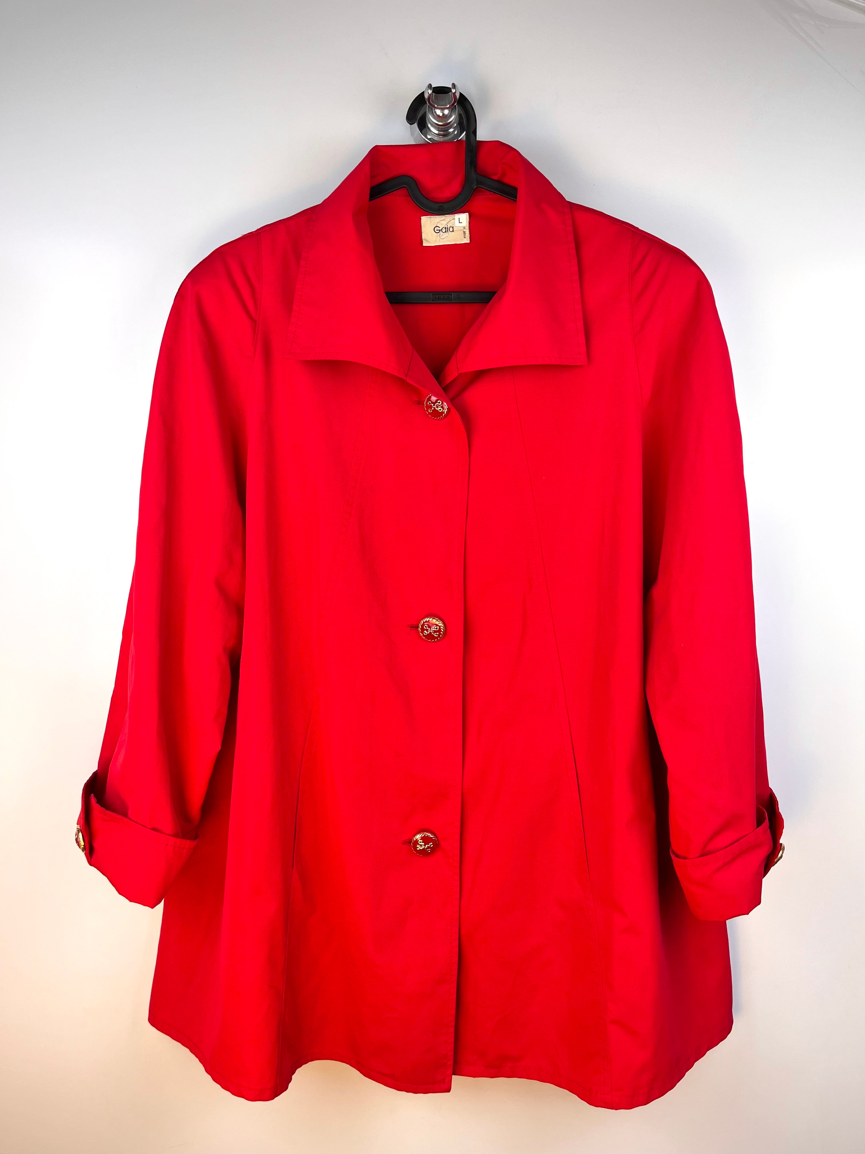 Giacca Vintage Rossa Made in Italy in Viscosa con Bottoni Gioiello
