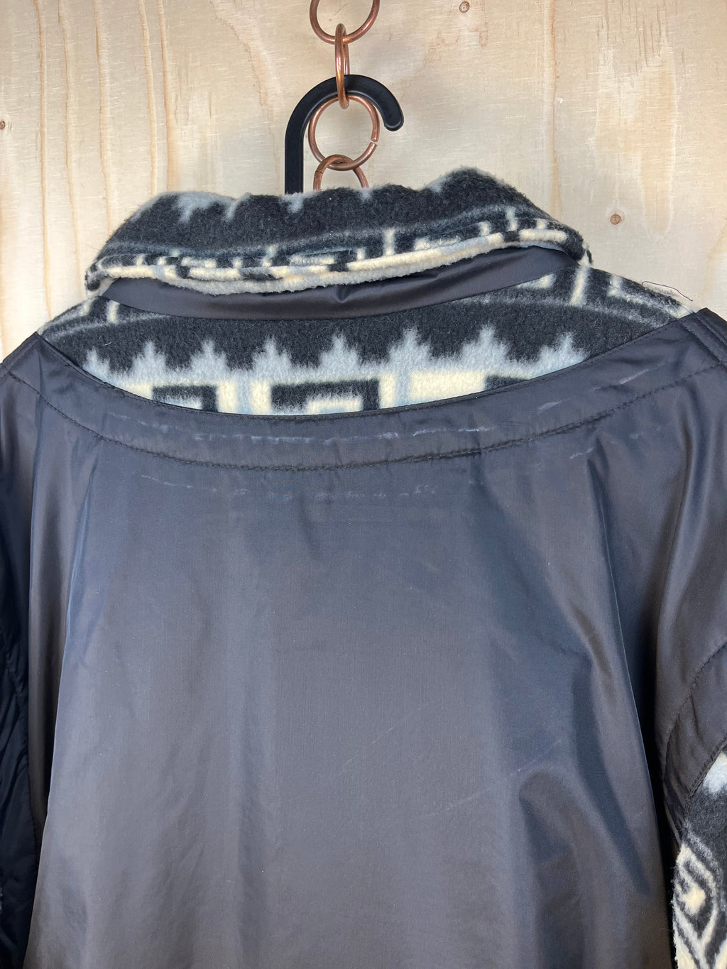 Vintage Aztec Fleece & Quilted Jacket Black Oversize