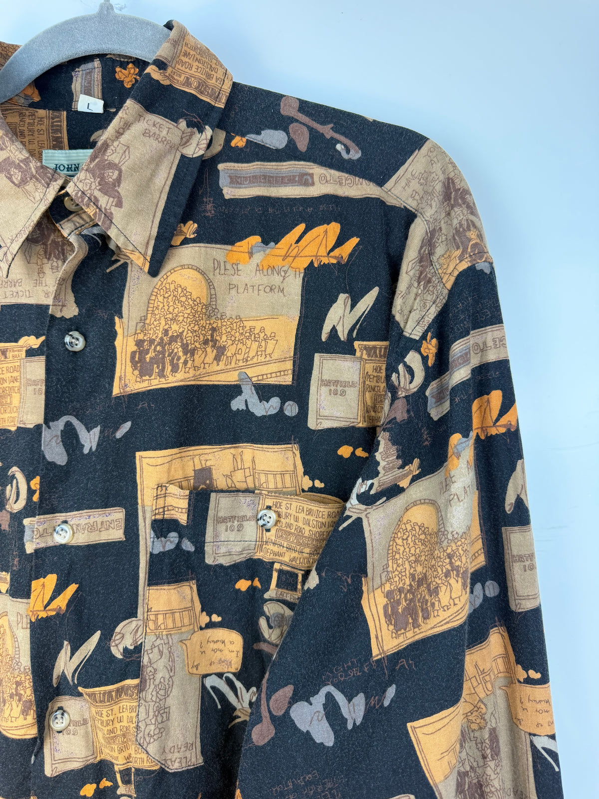 Camicia uomo vintage anni ’90 stampa collage – L