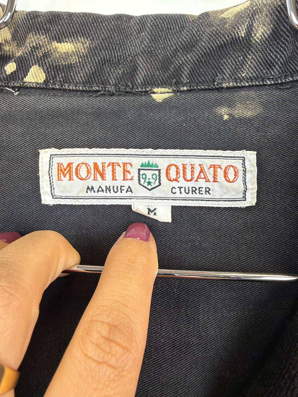 Giacca vintage in denim tie-dye nero e beige – Monte Quato