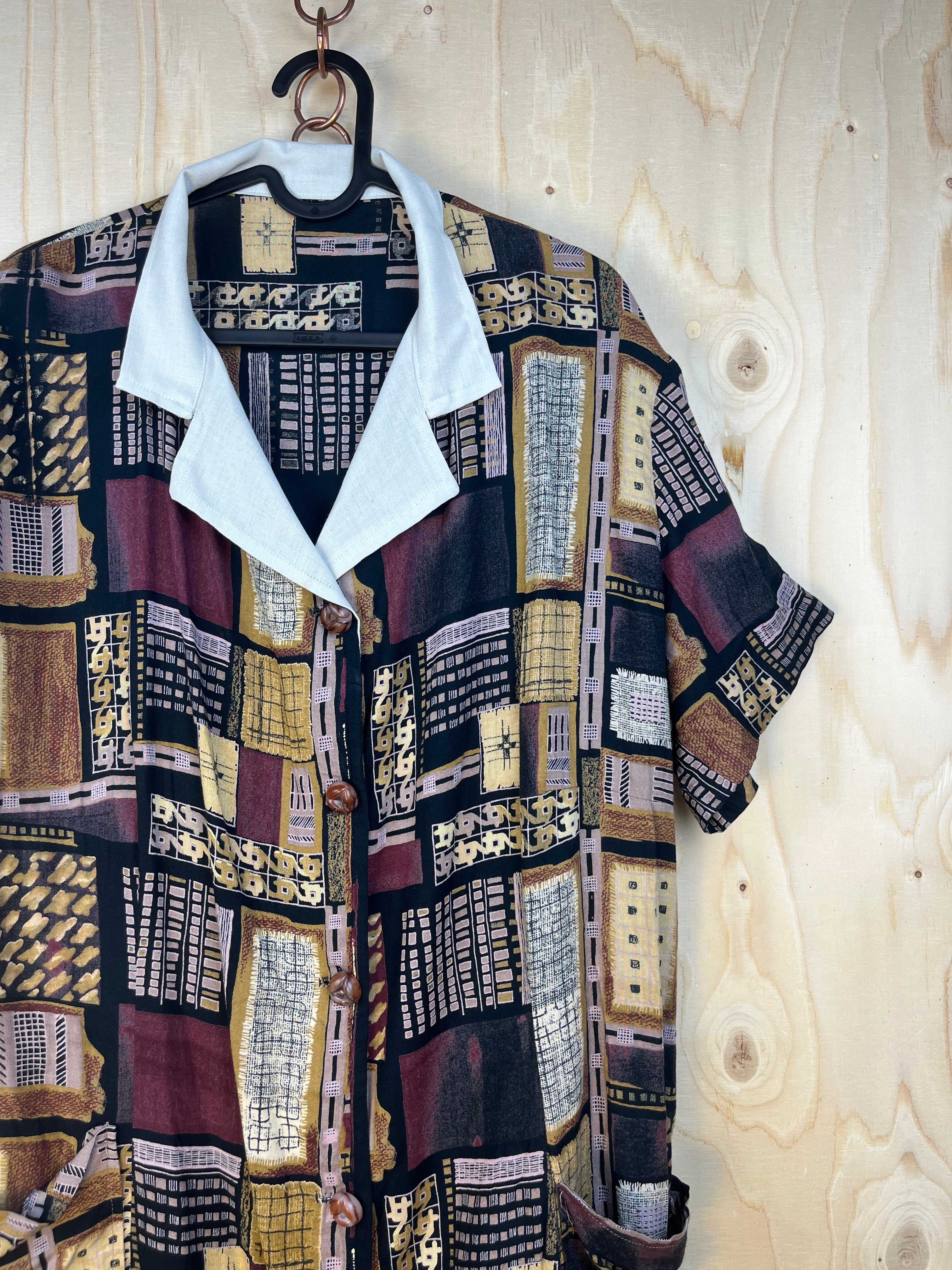 Vintage Pattern Midi Dress 90s