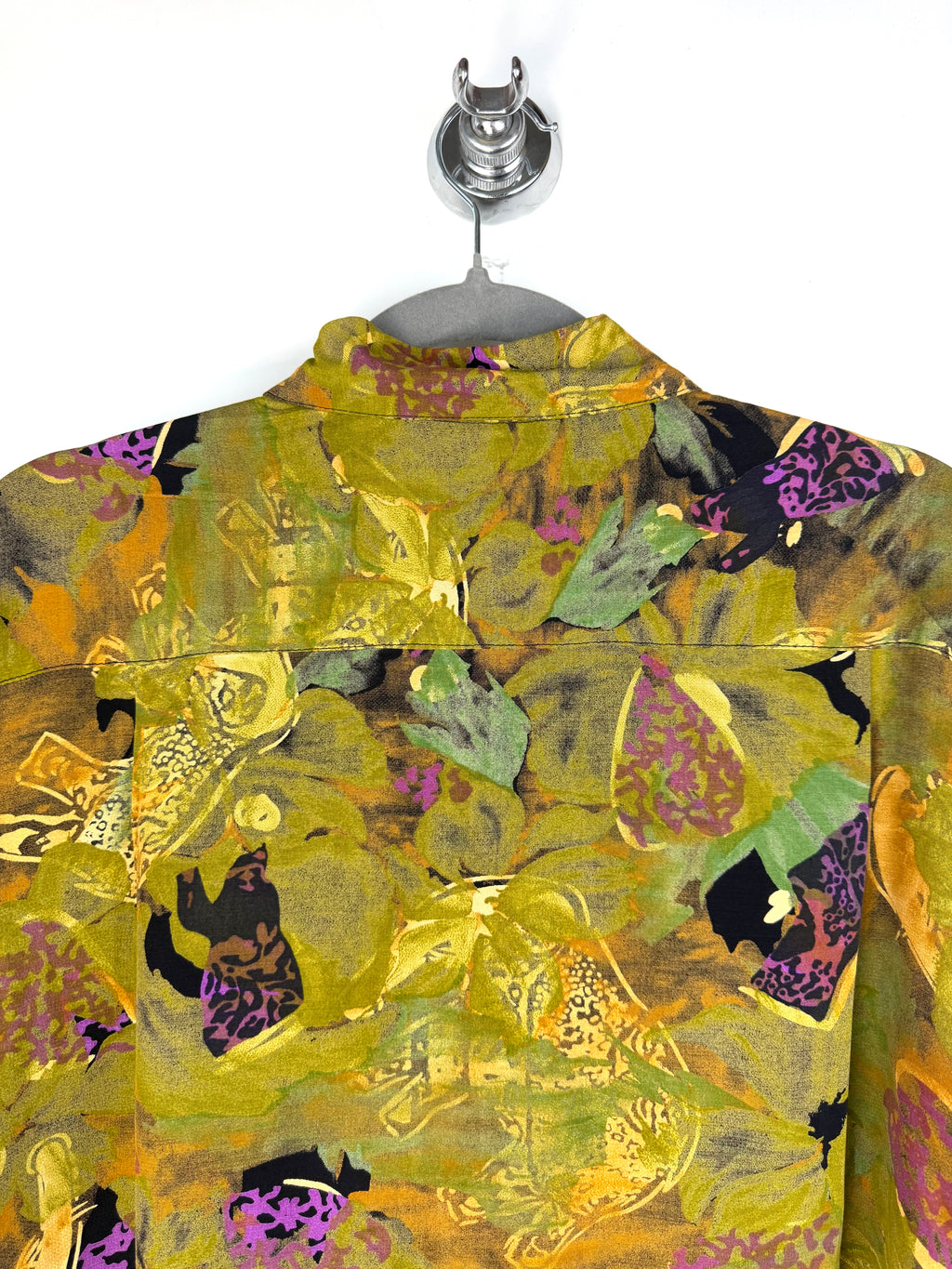 Camicia Vintage Fantasia Astratta Verde e Viola Anni ’90