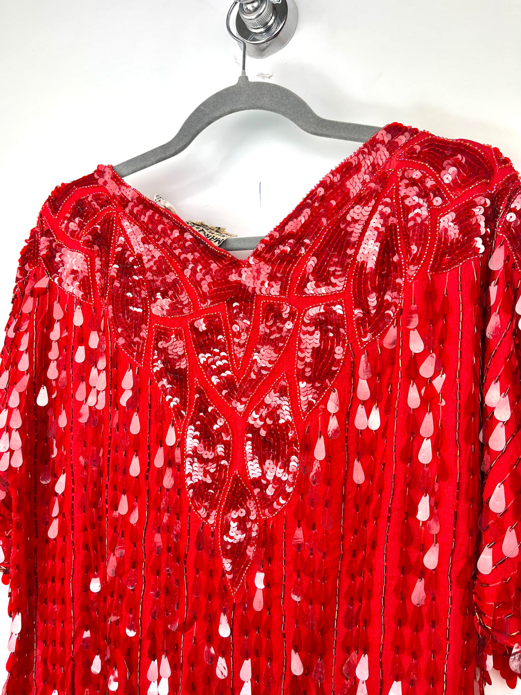 Vintage Red Silk Sequin Top – Marquis by Jean Bernard