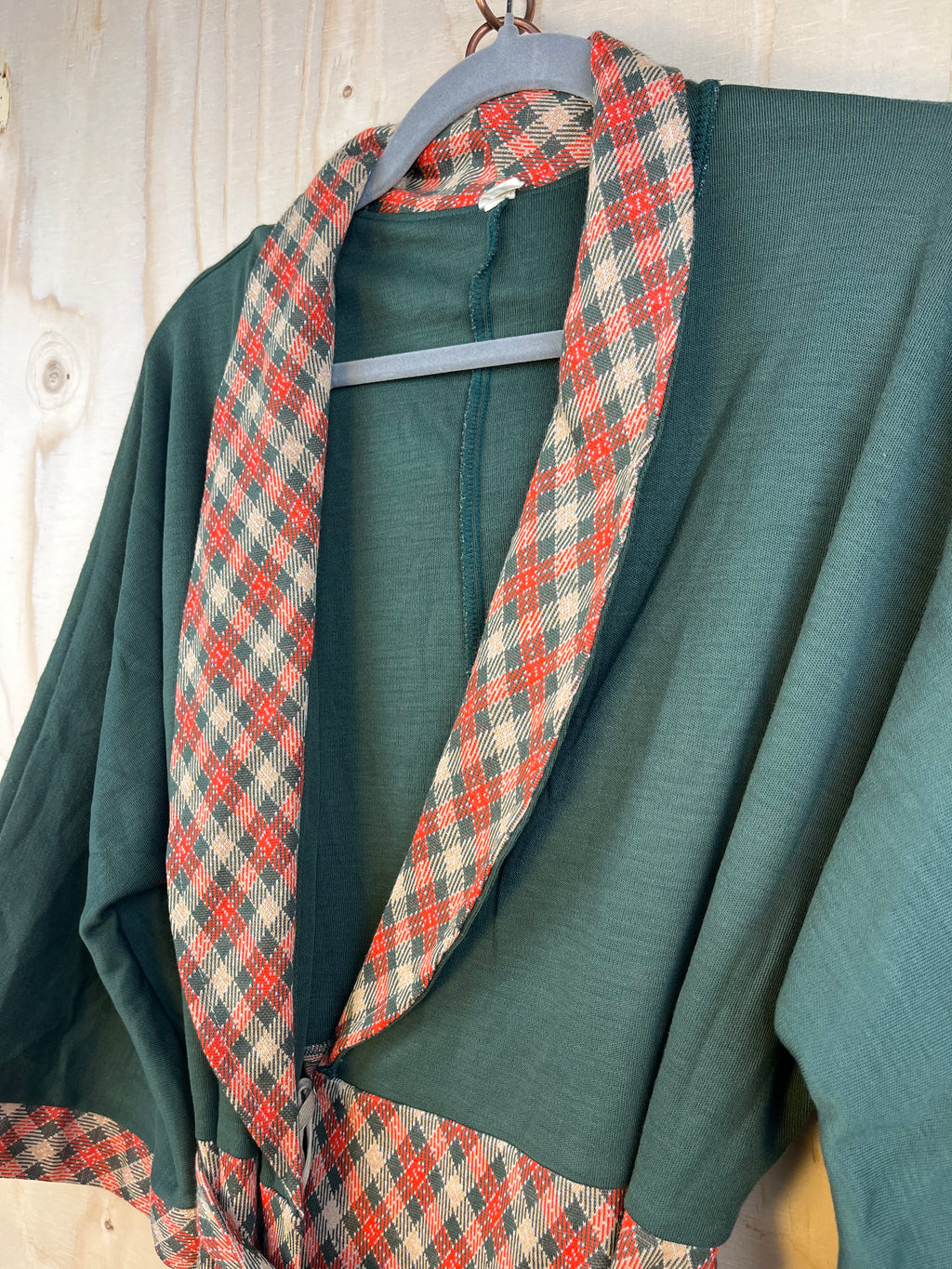 Vintage Wrap Dress Green Top Plaid Skirt Midi Dress
