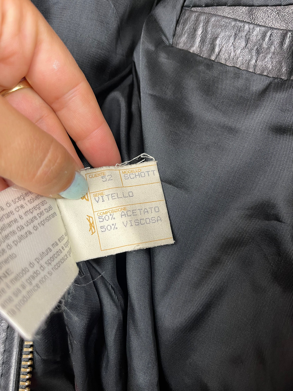Skott Vintage Leather Bomber Jacket in Pelle di Vitello – Made in Italy