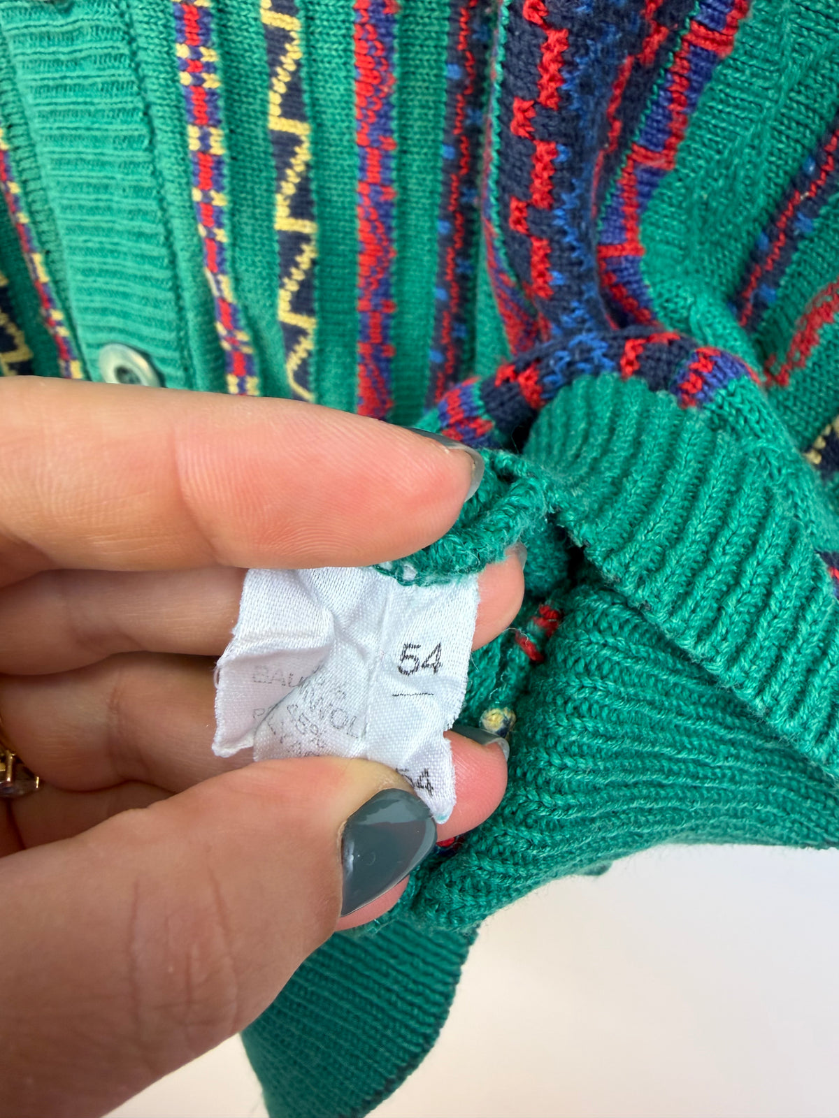 Gilet vintage Les Copains verde a fantasia geometrica