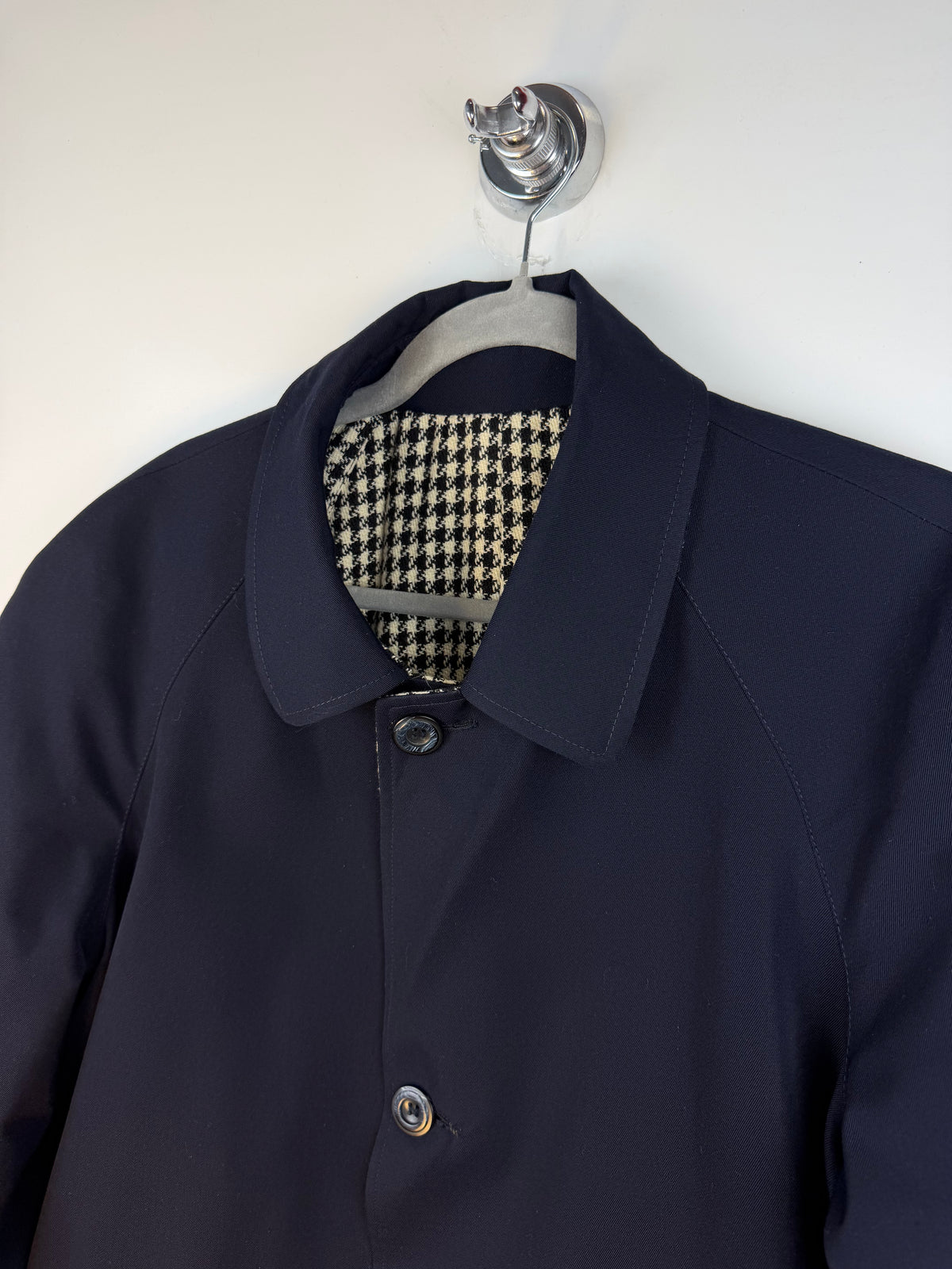 Cappotto vintage double face pied-de-poule e blu navy