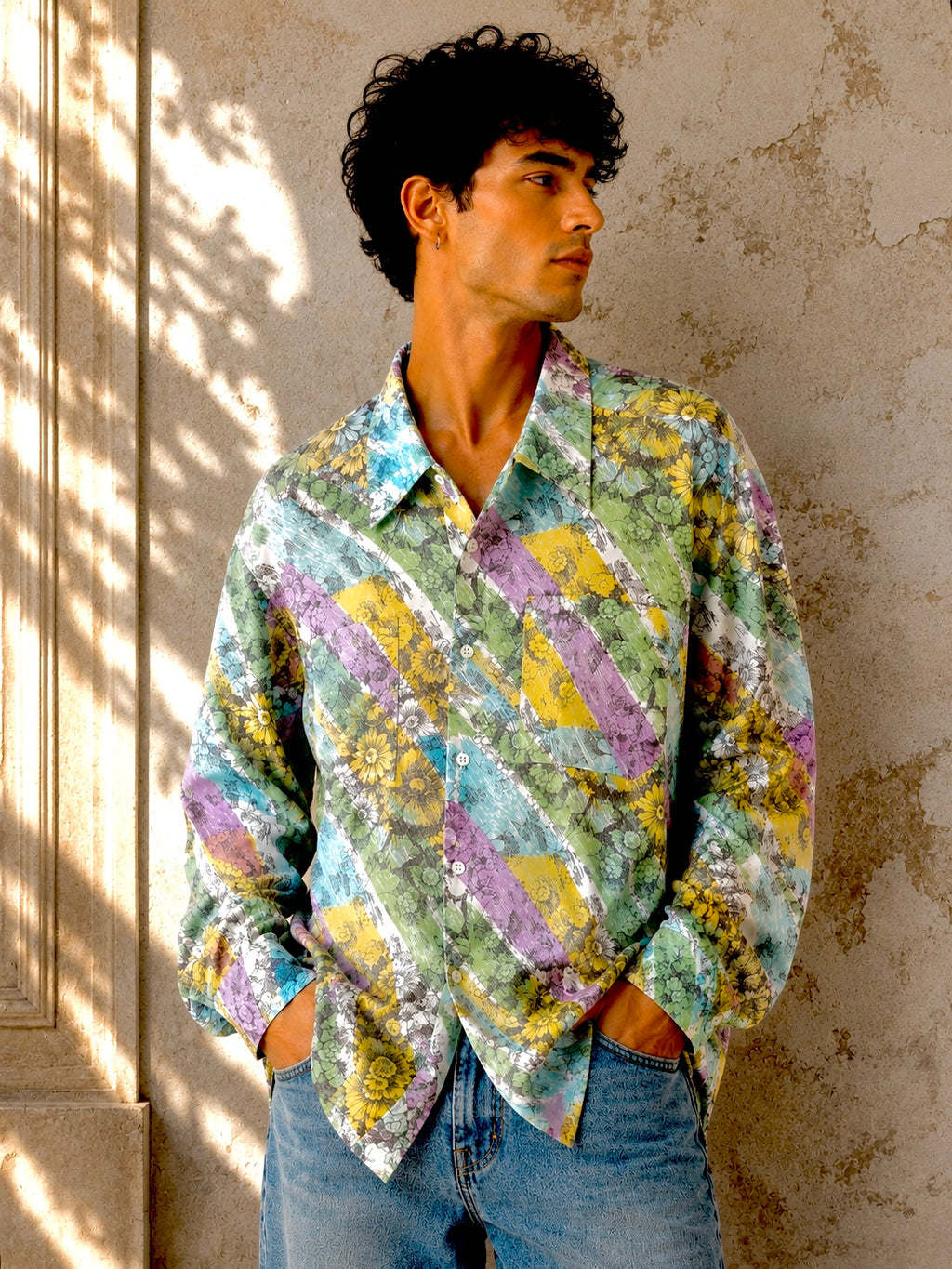 Camicia Vintage Floreale Astratta Anni ’90 Uomo L