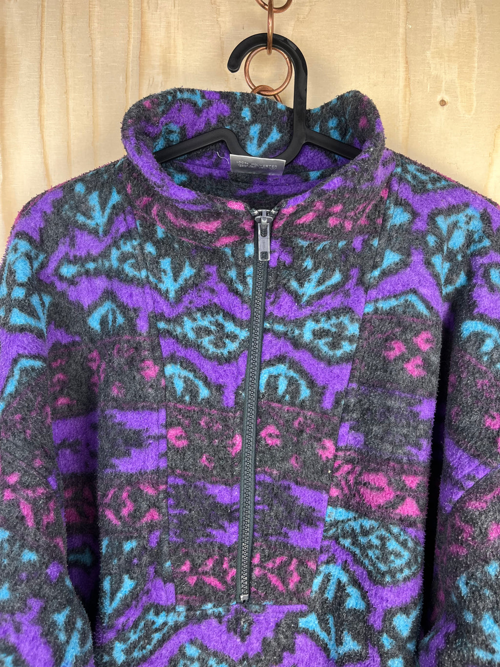 90s Abstract Fleece Quarter Zip Pullover