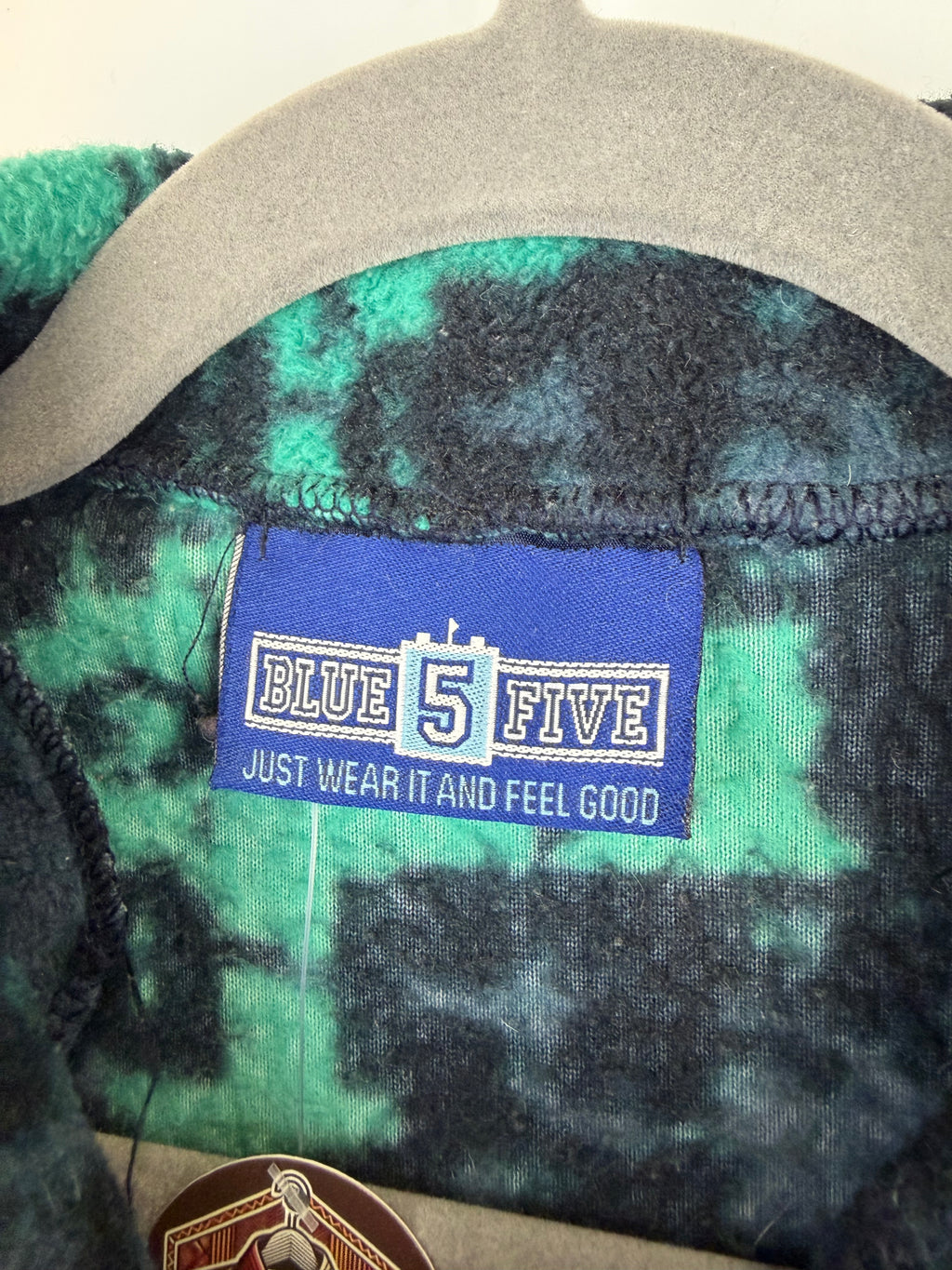 Pile vintage Blue Five con fantasia astratta blu e turchese